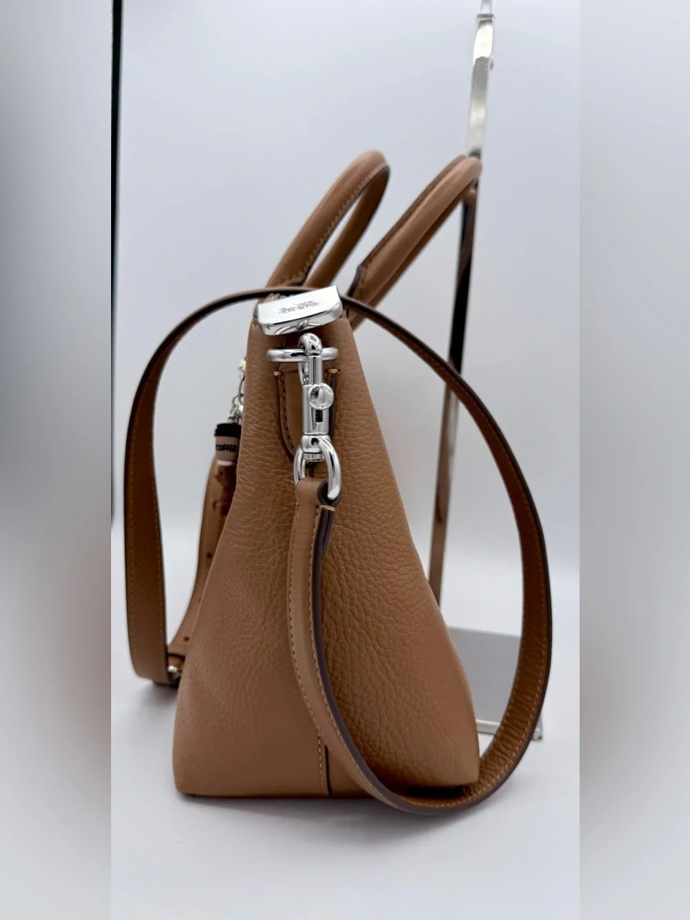 Coach Georgia Satchel Bag Pebble Leather Light Saddle Silver Crossbody CR156